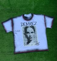 T-shirt imprimé Deluxez à col rond et manches courtes pour homme, style streetwear, en jersey de coton, coupe classique, avec bordure contrastante et logo sur le devant