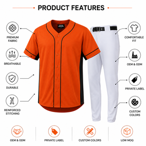 Camiseta de Béisbol Personalizada para Hombre, Uniforme de Equipo con Botones, Logotipo Personalizado, Marca Privada, Fabricante de Ropa Deportiva al por Mayor OEM ODM - Product Image 5