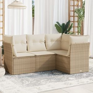 Conjunto de Sofá de Jardín Grande con Patas Ajustables en Ratán Sintético PE Beige - Product Image 1