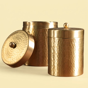 Luxury Brushed Gold Metal Kitchen Storage Canister Airtight Metal <b>Jar</b> For Tea Coffee Sugar & <b>Spices</b> Decorative Container - Product Image 6