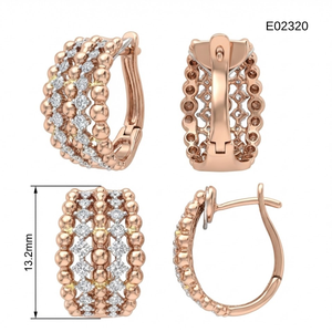 Joyería Fina de Hong Kong, Gran Oferta, Aretes de Aro Huggie de Oro Rosa de Alta Calidad con Diamantes Reales, Estilo Vintage para Fiestas y Aniversarios - Product Image 5