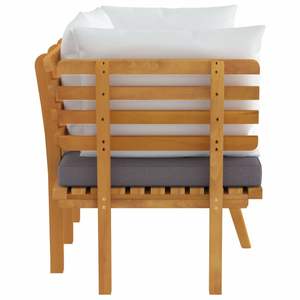 Canapé de jardin gris foncé avec coussins blancs, bois naturel, mobilier d'extérieur élégant - Product Image 4