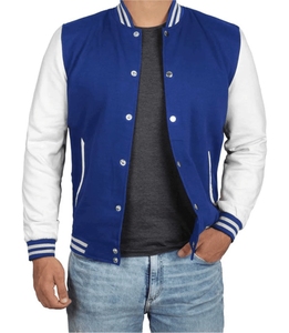 Veste universitaire décontractée en mélange de coton épais, personnalisable pour équipes, fabrication OEM ODM, fournisseur en gros de vêtements, veste varsity pour hommes - Product Image 5