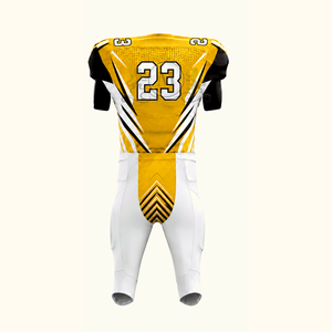 Ensemble d'uniformes de football américain pour hommes, personnalisé, imprimé par transfert thermique, grande taille, 100% polyester, bleu clair et blanc, numéro 23, col en V - Product Image 6