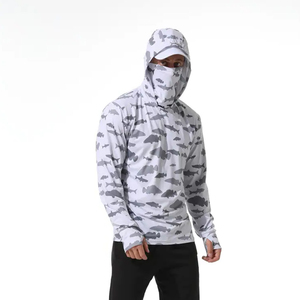 Sweat à capuche de pêche personnalisable gris à manches longues, dernier design, séchage rapide et respirant, protection UV - Product Image 1
