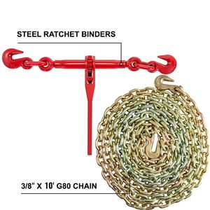Kit di Catene di Fissaggio a Cricchetto da 3/8in e 1/2in con Catene da 10ft, Certificato TUV, Resistenza di Lavoro 9215 libbre, Larghezza 2 Pollici - Product Image 3