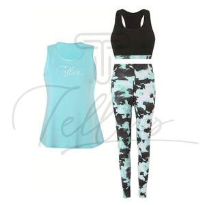 Conjunto de Yoga de 3 Piezas para Mujer con Logotipo Personalizado de Nuevo Diseño, Conjunto de Yoga de Secado Rápido para Mujer, Conjunto de Yoga Transpirable de 3 Piezas para Mujer - Product Image 5
