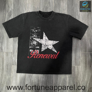เสื้อยืดคอกลมแขนสั้นสีดำสำหรับผู้ชาย Fortune Apparel ทรงปกติ สวมใส่สบาย ระบายอากาศได้ดี ผ้าฝ้าย 220 กรัม โลโก้ด้านหลัง - Product Image 2