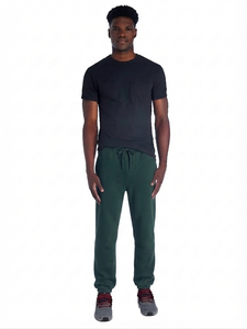 Pantalon de jogging en molleton léger sergé vert foncé teint en fil pour homme, taille élastique, décontracté, athlétique, avec poches, service OEM, collection printemps - Product Image 1