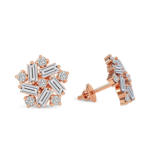Boucles d'oreilles tendance en or massif 9k/10k/12k/14k/18k avec fleur de pivoine et diamants de laboratoire (3 carats) Tw. Pour femmes et filles - Product Image 6