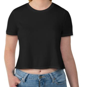 Women's Plus Size V-neck Crop <b>Top</b> T-Shirt <b>Feathers</b> Custom Puff Printing Logo Button Eco-Friendly Cotton Jersey MADE BY HS 2026 - Product Image 6