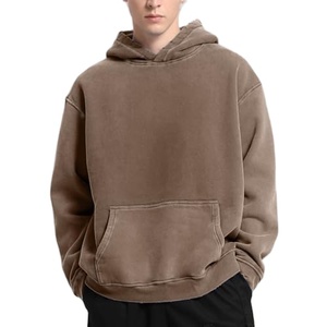 Vente en gros de sweats à capuche vintage pour hommes, personnalisés, de haute qualité, 100% coton, en molleton ciré, imperméables, écologiques, coupe ample - Product Image 2
