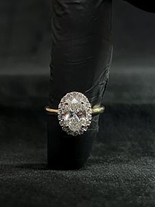 Sparkly 1.01CT Oval Cut Lab Grown Diamond Halo <b>Ring</b> IGI Certified 14K Solid Gold Wedding Engagement Party Jewelry For Partner - Product Image 2