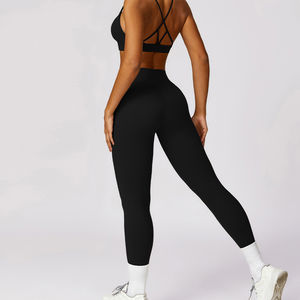 Women Yoga Workout Gym Set Two-Tone Long Sleeve <b>Leggings</b> AND1 Decoration Breathable Customizable Colors Sizes for Yoga Running - Product Image 2