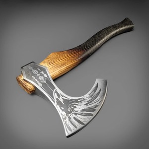 UMAR FAROOQ Hache Viking Industrielle Faite Main Personnalisée, Tête d'Hache Corbeau, Lame en Acier au Carbone à Dos Plat et Barbu, Manche en Bois, 16 pouces, 3 livres - Product Image 2