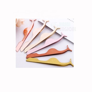 Hot Selling Wholesale Custom Logo Lash Applicator Private Label Stainless Steel False Eyelash Tweezers - Product Image 2