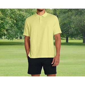 Men's Light <b>Yellow</b> Short Sleeve <b>Polo</b> <b>Shirt</b> Solid Color Oxford Woven Casual Style Regular Fit Wholesale Custom OEM Golf <b>Shirt</b> - Product Image 6