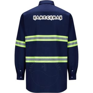 High Visibility Safety <b>Shirt</b> Class 2 Reflective Long Sleeve Workwear with Custom Logo Design Button Down FRC Welder Custom - Product Image 2