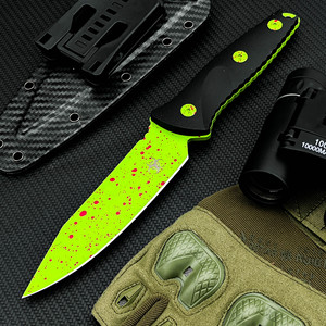 Couteau de survie Green Drop Zombie Point, lame en acier inoxydable, manche en plastique, 18 cm, couteau de sport d'extérieur avec étui - Product Image 6