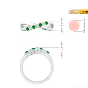 14k Gold 3mm Round Cut Emerald Gemstone & Pave Diamond Crossover Shank <b>Ring</b> Trendy Top Selling Bridal Engagement <b>Ring</b> Wholesale - Product Image 4
