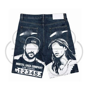 Shorts pour hommes Hip Hop personnalisés de qualité supérieure, 100% coton, poids moyen, taille haute, élastique, imperméable, streetwear, shorts décontractés d'été - Product Image 4