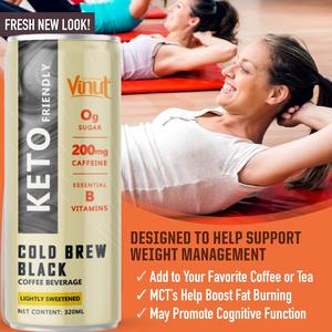 KETO Cold Brew Latte Coffee Drink VINUT 320ml (24 Pack), 0g de azúcar, listo para beber, proveedor mayorista, muestra gratis, OEM ODM - Product Image 4
