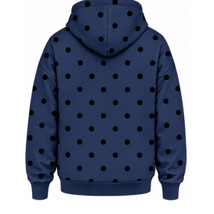<b>Navy</b> Blue Black Polka Dot <b>Women</b> Pullover <b>Hoodie</b> Oversized Fleece Hooded Sweatshirt Drawstring Long Sleeve Kangaroo Pocket - Product Image 2