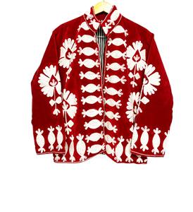 Blouson Bomber de Luxe en Velours Fait Main avec Broderie Florale, Col Montant et Doublure en Coton – Vente en Gros - Product Image 1