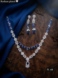 Silver Plated Brass Women's Bridal Set Choker <b>Necklace</b> Drop Earrings Tikka Ethnic Zircon Trendy Wedding Engagement Anniversary - Product Image 3