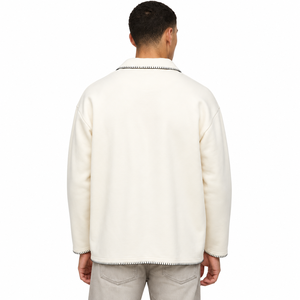 Sweat-shirt ample en maille à col rabattu, couleur unie, style décontracté, 100 % coton molletonné respirant - Product Image 2