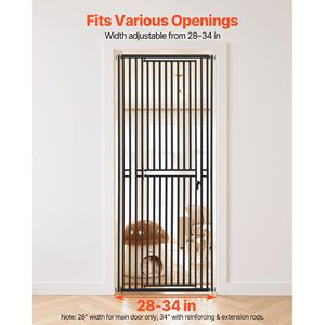 Cancelletto per Animali Domestici Extra Alto 72,9-86,4 cm, Larghezza Regolabile, per Gatti e Cani, Altezza 199,9 cm, Kit di Montaggio a Pressione in Metallo, Kit di Montaggio a Parete Incluso - Product Image 3