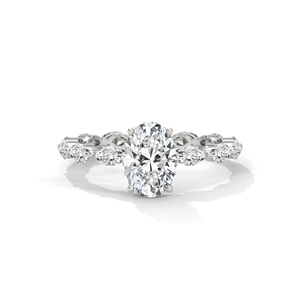Anillo de Compromiso con Moissanita de Corte Ovalado, Oro Sólido de 18K, Engaste de Puntas, Joyería Clásica para Mujer - Product Image 1