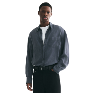 Chemise décontractée à manches longues pour homme, col classique, boutonnée sur le devant, avec poche poitrine unique, légère et confortable, personnalisable - Product Image 2