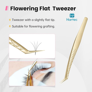 Golden Anti-Static Stainless Steel Lightweight Precision Eyelash Extension Tweezers Volume Tips Customizable Length-Professional - Product Image 6