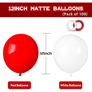 100 Palloncini in Lattice Spesso da 12 Pollici Rossi e Bianchi per Festa della Mamma, San Valentino e Compleanno - Product Image 2