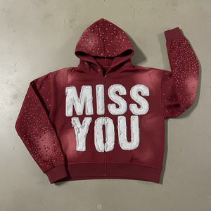 Black Rhinestone Patches Embroidered Hoodies 280gsm Cotton Heavyweight Hoodies Sleeve Rhinestone Boxy Fit Cropped Zipper Hoodies - Product Image 1