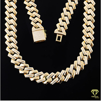 Cadena Cubana de Plata de Ley 925 con Diamantes de Moissanita Más Vendidos, Joyería Fina Chapada en Oro Amarillo Estilo Hip Hop para Boda