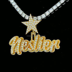 Personnalisé Argent 925 Moissanite Diamant Pendentif Rappeur Hip Hop Bijoux Plaqué Or IGI Certifié Nom Étoile Cautionnement Parties - Product Image 4