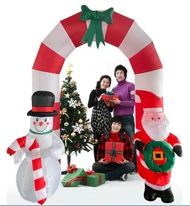 2.4M High Christmas Inflatable Arch Blow up Xmas Claus Snowman Inflatable Arch for Outdoor Holiday Christmas Decoration