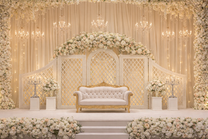 Prettiest Pre <b>Wedding</b> Stage Muslim Event Indian Royal Mughal Vintage Modern Laser Cut <b>Wedding</b> Backdrop Designer <b>Frame</b> - Product Image 2