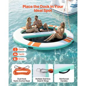 Plataforma Flotante Inflable Redonda de 10x8 Pies, Tapete de Agua Antideslizante con Bolsa de Transporte para Lagos y Mar - Product Image 4