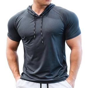 Camiseta de entrenamiento de manga corta de secado rápido para hombre, Sudadera con capucha para correr para culturismo y gimnasio, ropa deportiva y sudaderas - Product Image 3