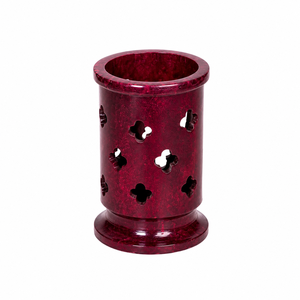 Soporte para Bolígrafos de Mármol Grabado a Mano, Organizador de Escritorio Duradero Color Granate para Artículos de Oficina - Product Image 1