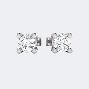Pendientes Clásicos de Lujo con 4 Puntas y Corte Brillante Redondo de 0.15CTW en Oro de 10k con Certificación de Laboratorio - Product Image 4