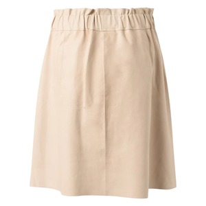 Women's Beige <b>Elastic</b> <b>Waist</b> A-Line <b>Skirt</b> With Zip Pockets Casual Knee-Length Solid Design All Seasons Wear - Product Image 2