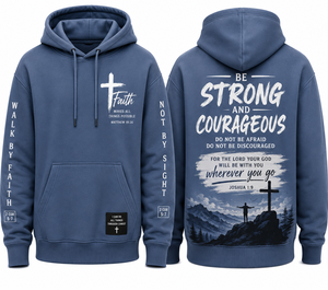 Men's <b>Christian</b> <b>Hoodie</b> Blue 100% Cotton Fleece Solid Breathable Eco-Friendly Streetwear Pocket Design Regular Fit Casual Winter - Product Image 3
