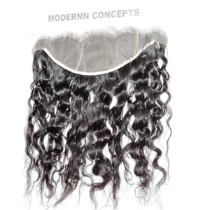 Extensions de cheveux humains 100% vierges Remy ondulés, frontales 13x4, double trame machine, pour pose par fusion/tissage/clip-in, vente en gros - Product Image 3