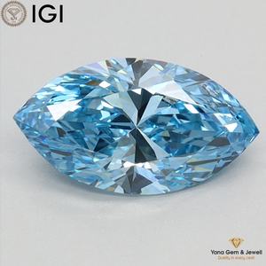 Diamante Cultivado en Laboratorio con Certificado IGI de 1.00 Quilates, Corte Marquesa, Color Azul Intenso, Claridad VS1, para Anillo de Compromiso - Product Image 1