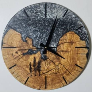 <b>Modern</b> Design Epoxy Wood <b>Clock</b> For Hanging <b>Wall</b> Good Item to Decor Home Hotels & Cafe High Quality & Finishing Round Shape White - Product Image 4