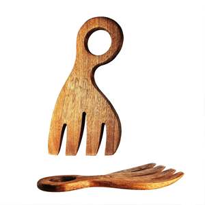 Servidores de Ensalada de Madera de Acacia, Reposacucharas Personalizado, Color Personalizado, Hecho a Mano, Ecológico - Product Image 3